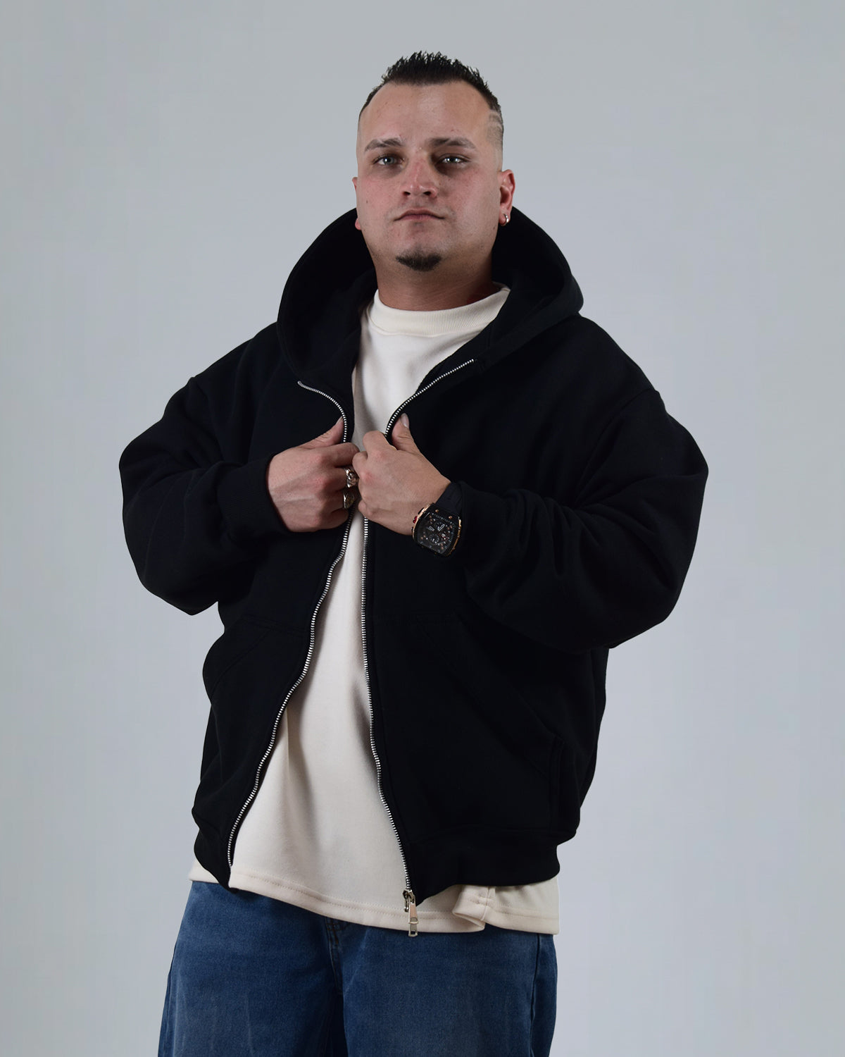 HOODIE NEGRO  DOUBLE  ZIP