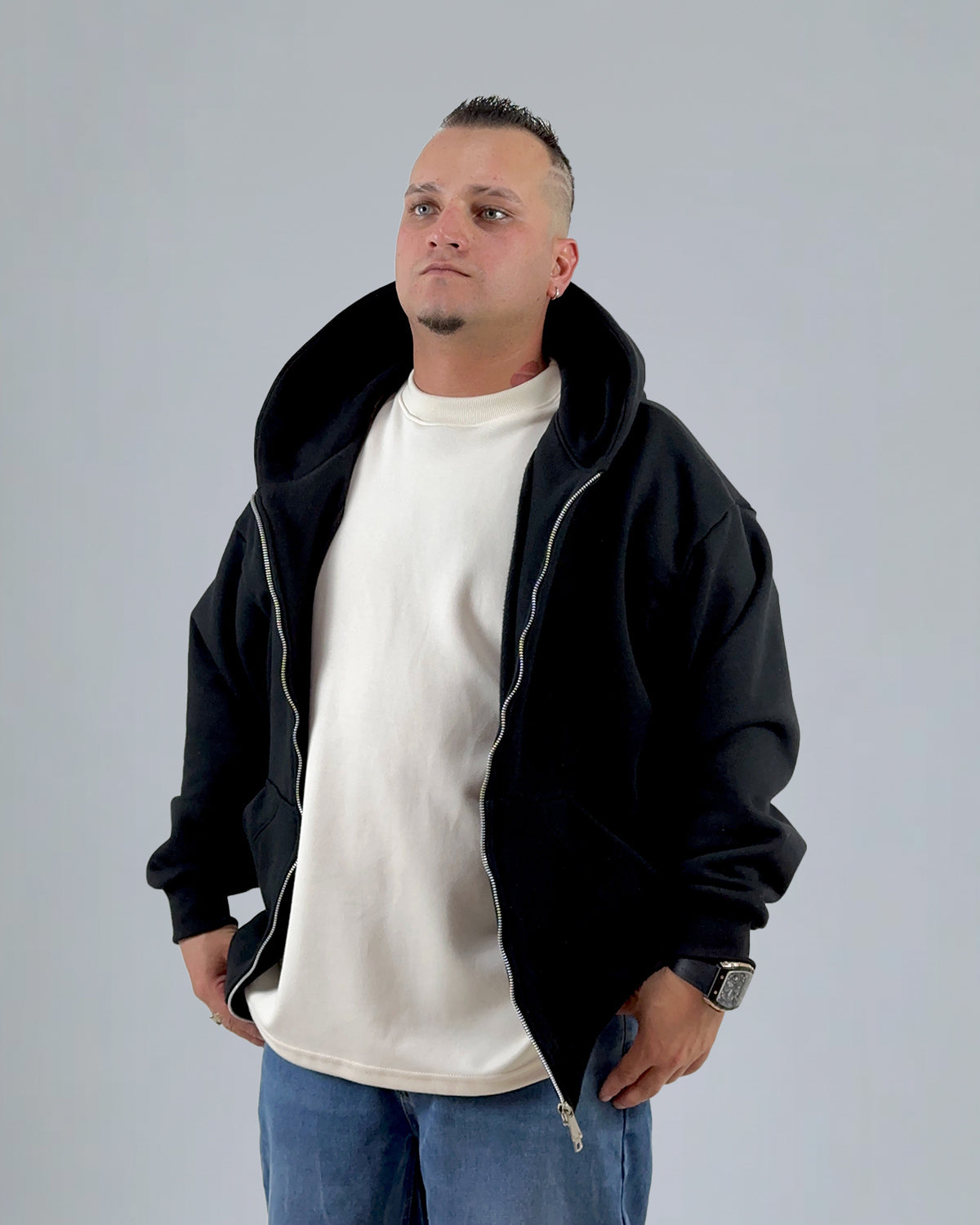 HOODIE NEGRO  DOUBLE  ZIP