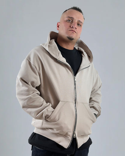 HOODIE BEIGE DOUBLE ZIP