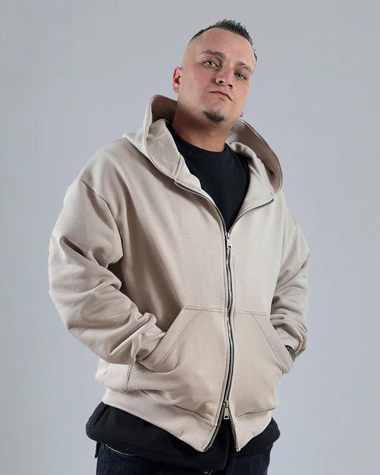 HOODIE BEIGE DOUBLE ZIP