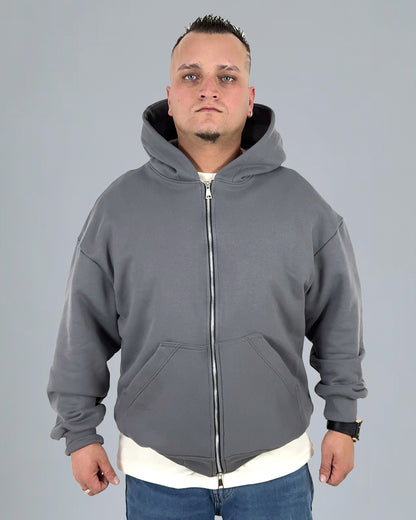 HOODIE GRIS PLOMO DOUBLE ZIP