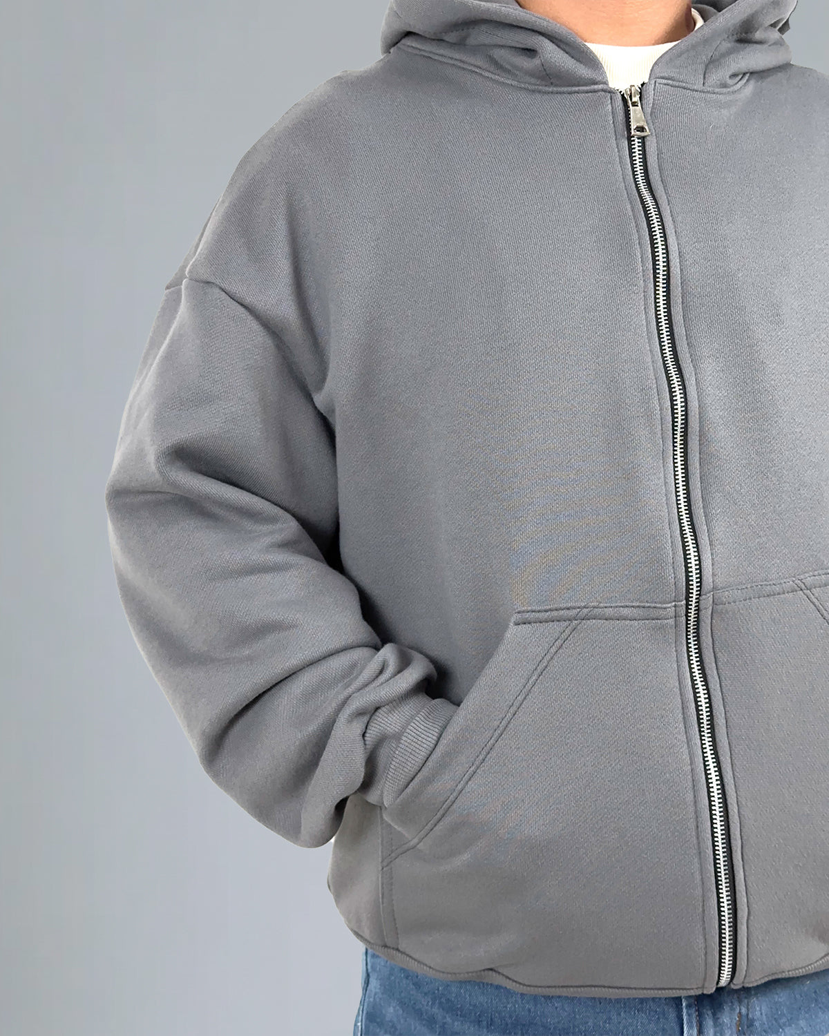 HOODIE GRIS PLOMO DOUBLE ZIP