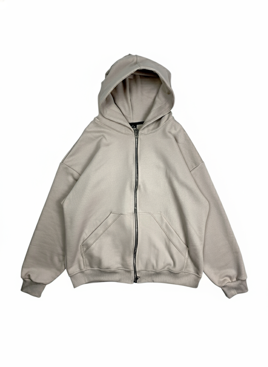 HOODIE BEIGE DOUBLE ZIP