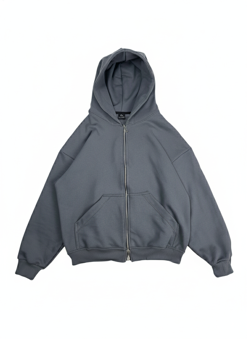 HOODIE GRIS PLOMO DOUBLE ZIP