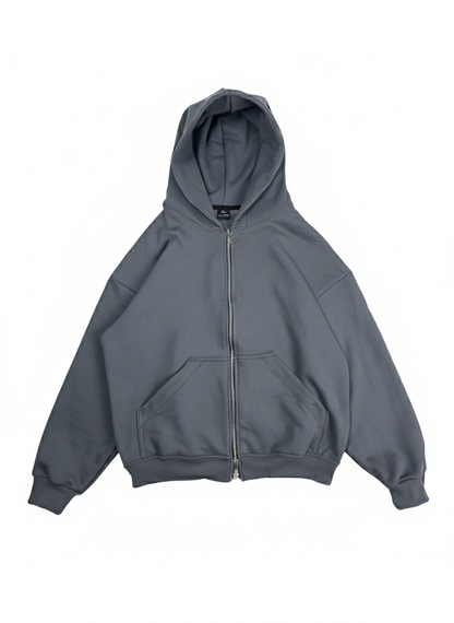 HOODIE GRIS PLOMO DOUBLE ZIP